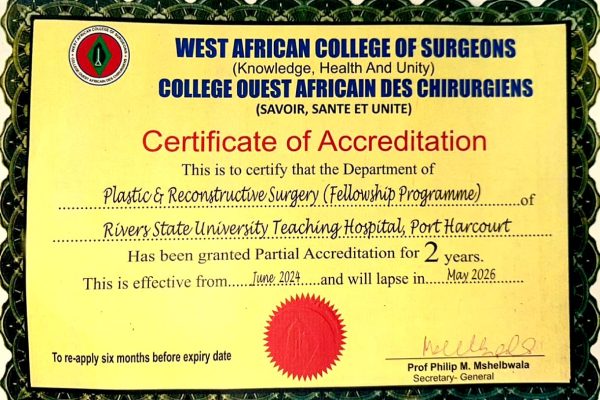 SUCCESSFUL ACCREDITATIONS FROM THE WEST AFRICAN COLLEGE OF SURGEONS