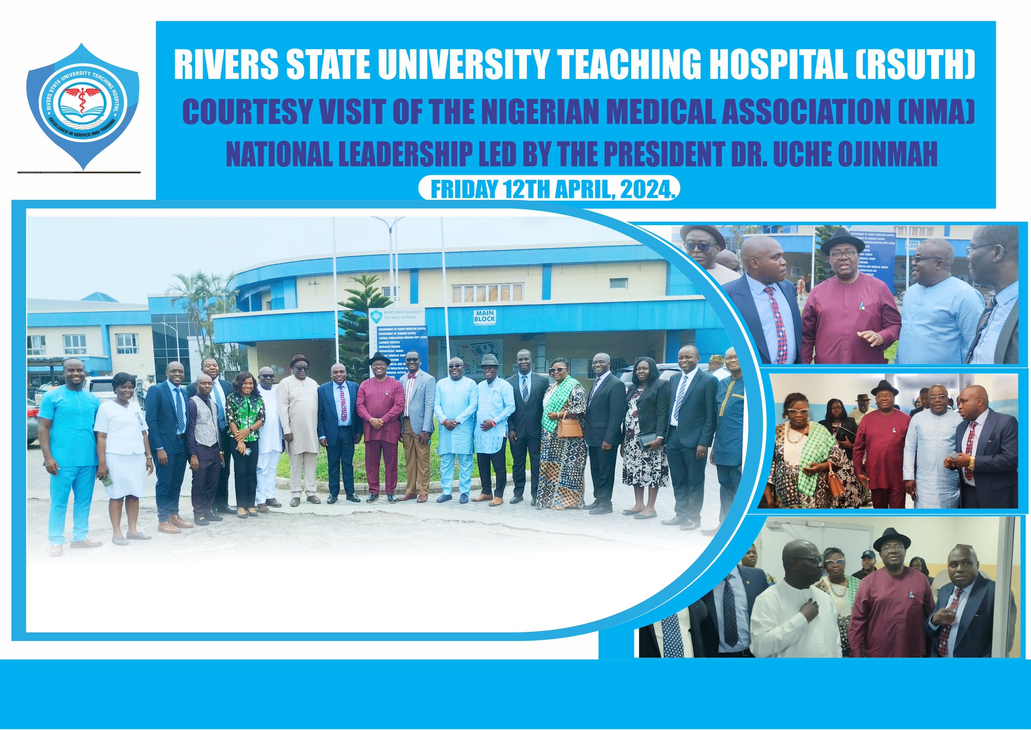 NMA National President Lauds CMD’s Leadership and Governor Fubara’s Commitment to Healthcare Workers in Rivers State during a courtesy visit to the hospital on Friday 12th April, 2024.